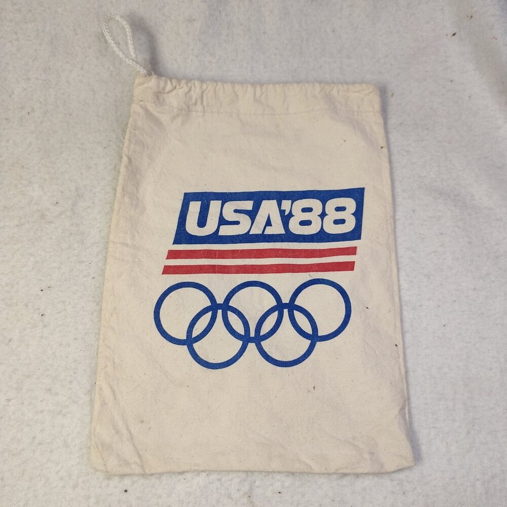 VINTAGE 1988‎ Olympics Canvas Tote Bag 12x16 Old Retro Logo